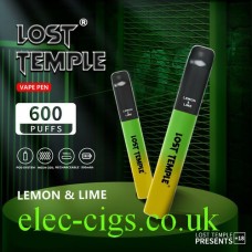 Image shows two Lost Temple Vape Pen Pod System Lemon and Lime