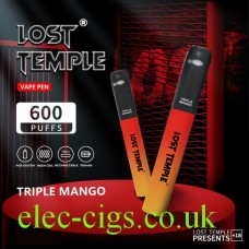 Image shows two Lost Temple Vape Pen Pod System Triple Mango