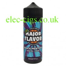 Image shows a bottle of Major Flavor Black-Menthol 100 ML E-Liquid