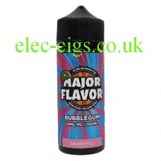 Image shows a bottle of Major Flavor Bubblegum 100 ML E-Liquid