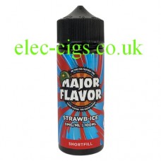 This shows a bottle of Major Flavor Strawb-Ice 100 ML E-Liquid