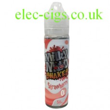 Image shows a bottle of Strawberry Shake 50 ML E-Liquid by Milky Moo Shakes