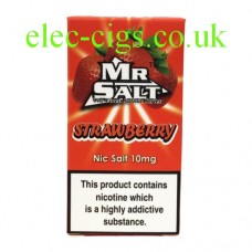 image shows a box of Strawberry 10 ML Nicotine Salt E-Liquid by Mr Salt
