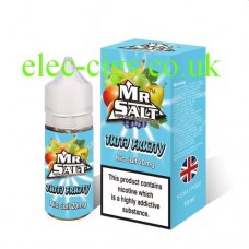 image shows a box of Tutti Frutti 10 ML Nicotine Salt E-Liquid by Mr Salt