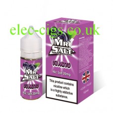 image shows a box of Vimto 10 ML Nicotine Salt E-Liquid by Mr Salt