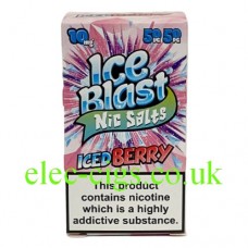 Image shows the box of Ice Blast 10ML Nicotine Salt E-Liquid: Iced Berry