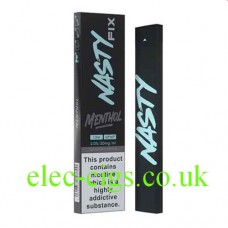 Image shows the Nasty Fix Menthol 300 Puff Disposable E-Cigarette with 20mg of Nicotine Salt