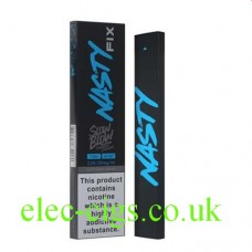 Image is of a Nasty Fix Slow Blow 300 Puff Disposable E-Cigarette with 20mg of Nicotine Salt and its box