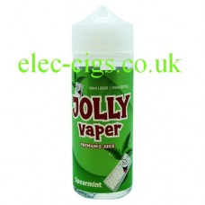 image shows a bottle of Spearmint 100 ML E-Liquid from Jolly Vaper