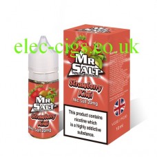 image shows a bottle and box containing Strawberry Kiwi 10 ML Nicotine Salt E-Liquid by Mr Salt