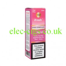 Image shows a bottle and box on a white background of Pink Lemonade 10 ML E-Liquid by iFresh