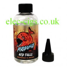Image shows a bottle Piranha Acid Falls 200 ML E-Liquid with a separate top for pouring 