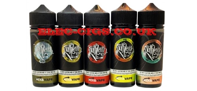 Just five of the flavours available in the Ruthless 100 ML E-Liquids Range