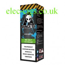 image shows a bottle containing Area 51 Nicotine Salt E-Liquid 10 ML Highberg