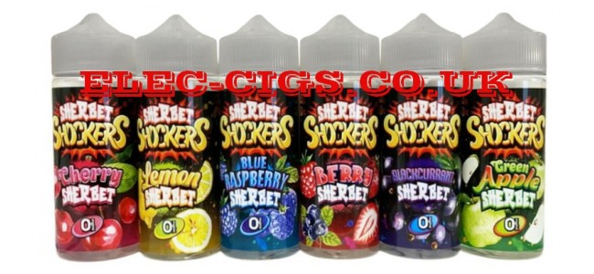 showing just some of the Sherbet Shockers 100 ML E-Liquids range of flavours
