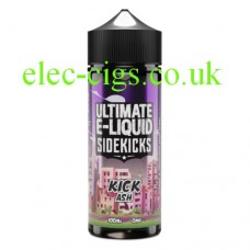 Image is of a bottle of Kick Ash e-liquid from elec-cigs.co.uk