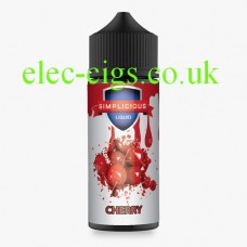 image shows a large bottle of Simplicious Cherry 100ML E-Liquid 