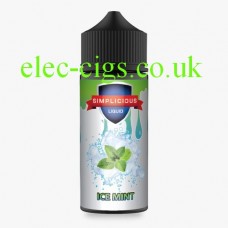 image shows a large bottle of Simplicious Ice Mint 100ML E-Liquid 