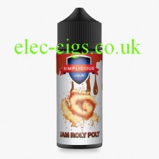 image shows a large bottle of Simplicious Jam Roly Poly 100ML E-Liquid 