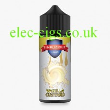 image shows a bottle of Simplicious Vanilla Custard 100ML E-Liquid 