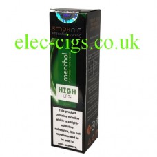 black box with green image on front of Menthol E-Liquid by Smoknic