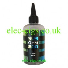 Image shows a huge bottle of Citrus Mint 200 ML E-Liquid in the Sub Ohm Range