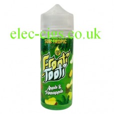 Image shows a bottle of Sub Tropic Frooti Tooti Apple and Pineapple 100 ML E-Liquid