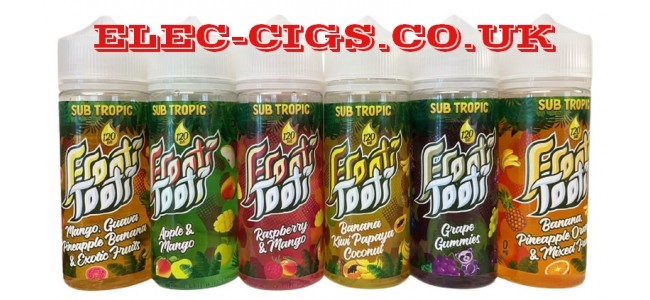 several of the flavours in the Sub Tropic Frooti Tooti Range of 100 ML E-Liquids