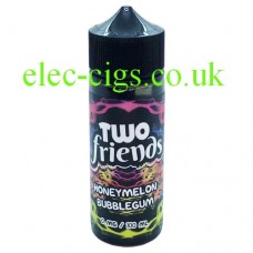 image shows a bottle of Two Friends 100ML E-Liquid Honey Melon Bubblegum