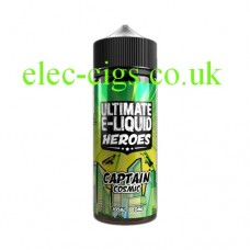 image shows a big bottle of Captain Cosmic 100 ML E-Liquid from the 'Heroes' Range by Ultimate Puff