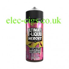 Image shows a big bottle of Mystic Sorceress 100 ML E-Liquid from the 'Heroes' Range by Ultimate Puff