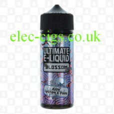 Image shows a bottle of Aloe Lychee and Pom 100 ML Blossom Range by Ultimate E-Liquid