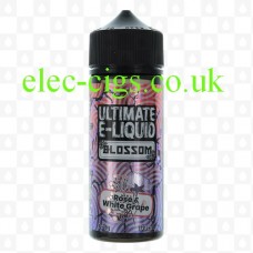 Image shows a bottle of Rose and White Grape 100 ML Blossom Range by Ultimate E-Liquid