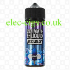 Image shows a bottle of Bubble Grape 100 ML Ice Lolly Range by Ultimate E-Liquid on a white background