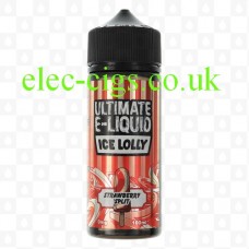 Image shows a bottle of Strawberry Split 100 ML Ice Lolly Range by Ultimate E-Liquid on plain background