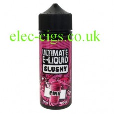 Image of a bottle with pink label containing Pink 100 ML Slushy Range by Ultimate E-Liquid on a white background