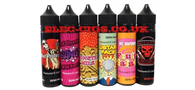 Image shows the six flavours available in VG Vapour 50 ML E-Liquids