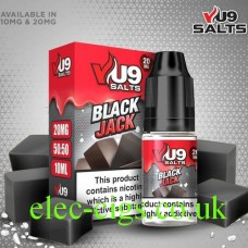 Image shows VU9 10ml Salt E-liquid Black Jack