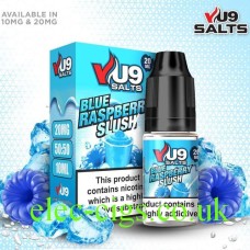 Image shows VU9 10ml Salt E-liquid Blue Raspberry Slush