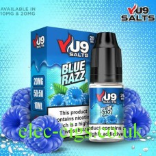 Image shows VU9 10ml Salt E-liquid Blue Razz