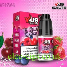 Image shows VU9 10ml Salt E-liquid Cherry Berry