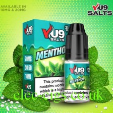 Image shows VU9 10ml Salt E-liquid Menthol