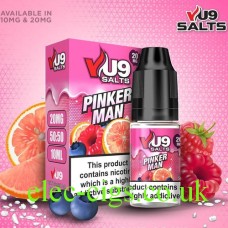 Image shows VU9 10ml Salt E-liquid Pinker Man