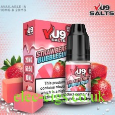 Image shows VU9 10ml Salt E-liquid Strawberry Bubble Gum