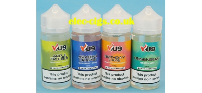 VU9 100 ML 80-20 (VG/PG) Zero Nicotine E-Liquid