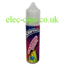 image shows a a bottle of Raspberry Peach 50 ML E-Liquid 50-50 (VG/PG) by Scripture