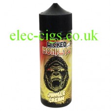 image shows a bottle with a monkey face on the label containing Jungle Cream 100 ML E-Liquid by Wicked Monkeys