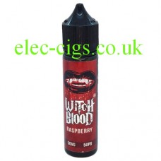 image shows a bottle of Raspberry 50 ML E-Liquid by Witch Blood