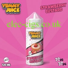 image shows a bottle of Yummy Juice Strawberry Custard 100 ML E-Liquid 