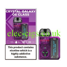 This shows the packaging and the device namely the Crystal Galaxy OS Class Refillable Pod Device